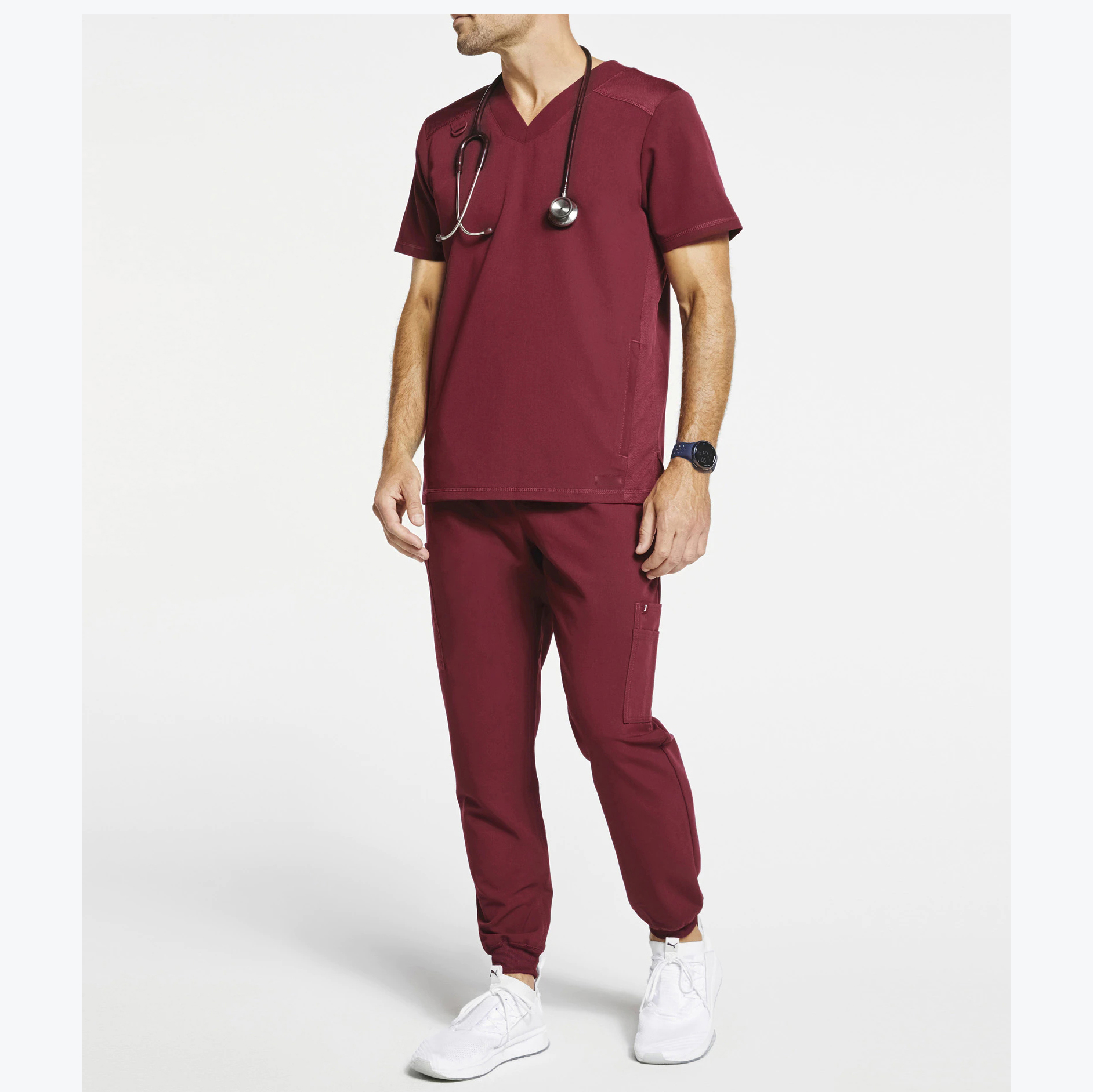 Conjuntos de uniformes médicos de poliéster/algodón/rayón/spandex personalizados con 4 bolsillos