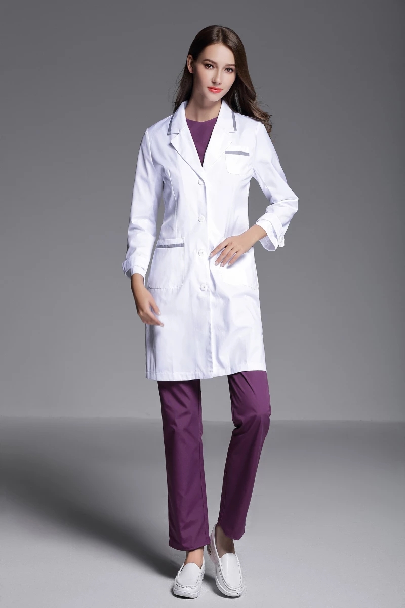 Doctor Lab Coat Solapa Abotonada Batas de laboratorio Uniformes médicos Ocio Unisex Scrubs para Hospital