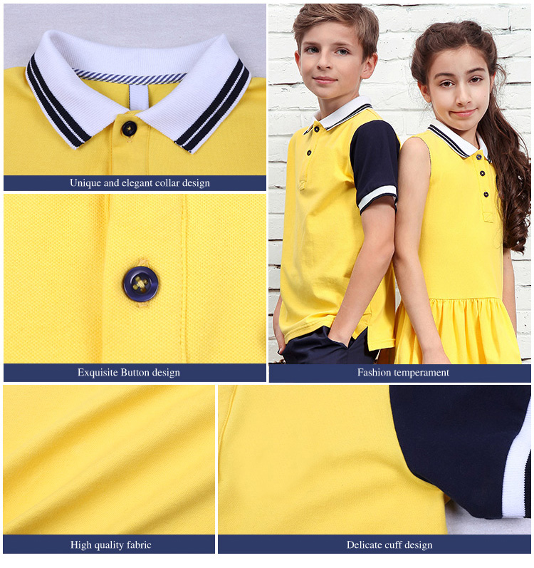 Cree el uniforme amarillo de la camisa del deporte del verano del chándal del uniforme escolar para requisitos particulares