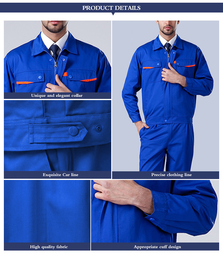 La ropa de trabajo de la fábrica del color sólido del diseño para requisitos particulares uniforma la ropa de trabajo larga de la manga