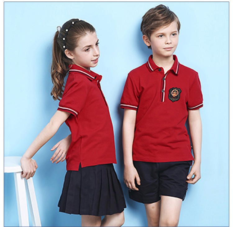 Diseño personalizado 2 piezas verano niños estudiante uniforme manga corta polo y pantalones cortos 