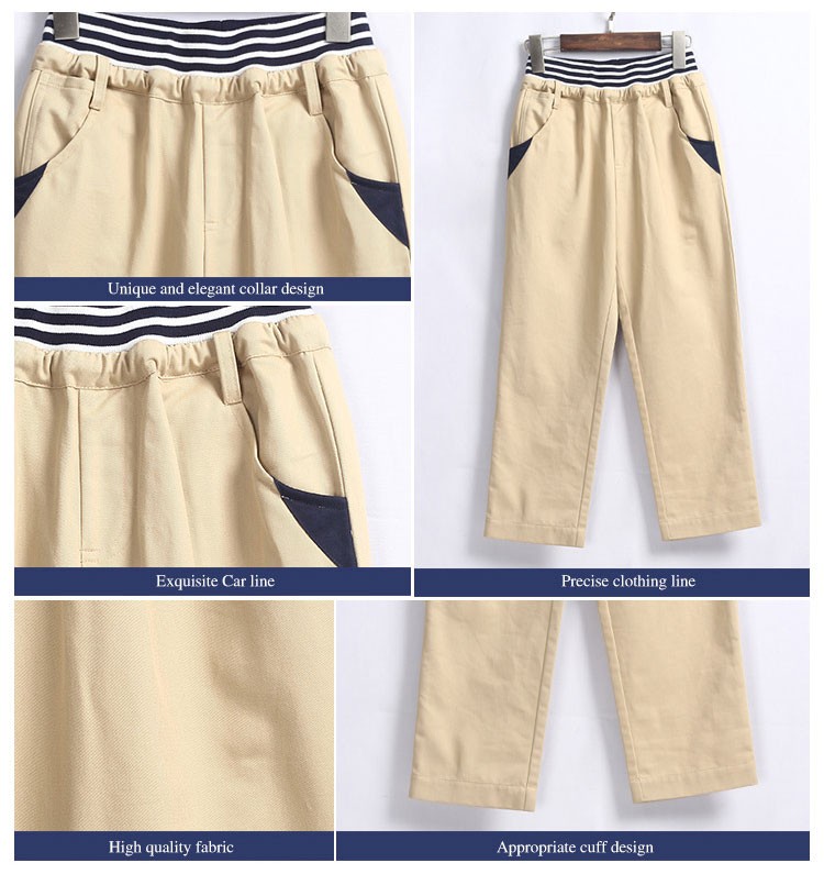 Pantalones de uniforme escolar largo marrón para niños con diseño personalizado con bolsillo