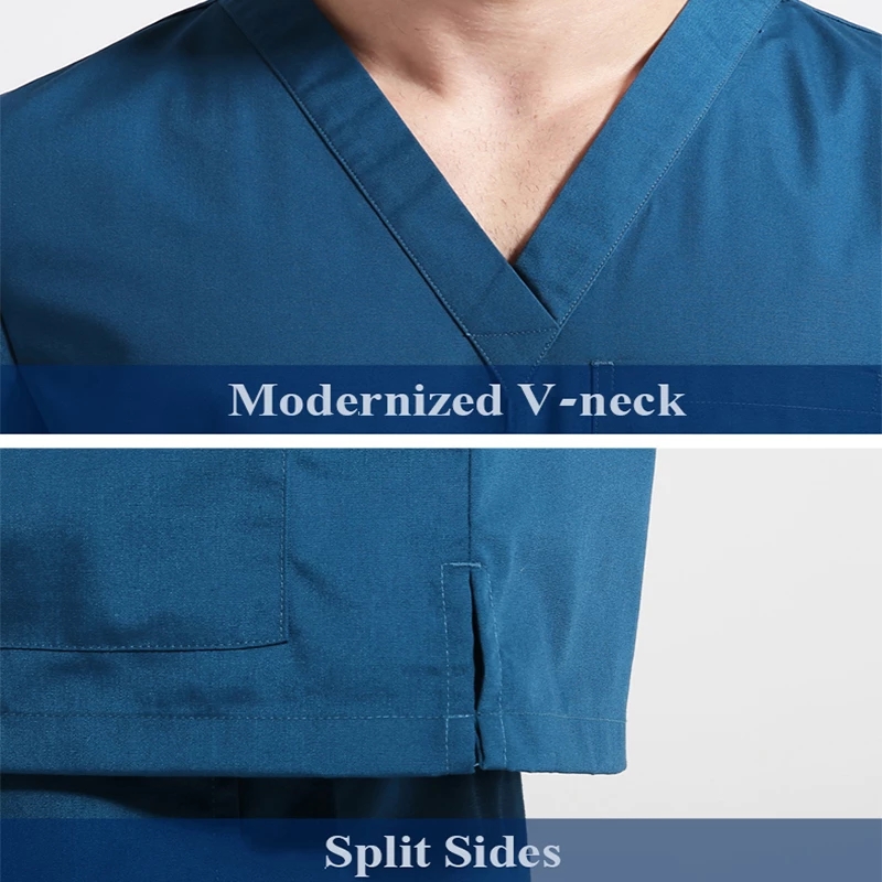 Ropa de trabajo con cuello en V Uniformes médicos Top y pantalones Uniformes médicos unisex Enfermería
