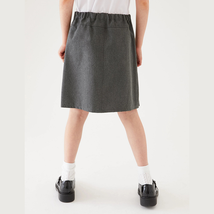 Falda plisada para chicas grises con cintura elástica personalizada, diseño de falda de uniforme de escuela primaria internacional