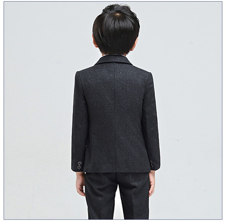 Diseño personalizado invierno cálido manga larga traje negro de un solo pecho para niños