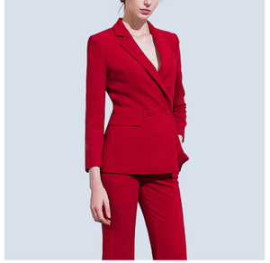Conjunto de traje de chaqueta de un solo pecho de manga larga de Lady Red de moda de diseño personalizado