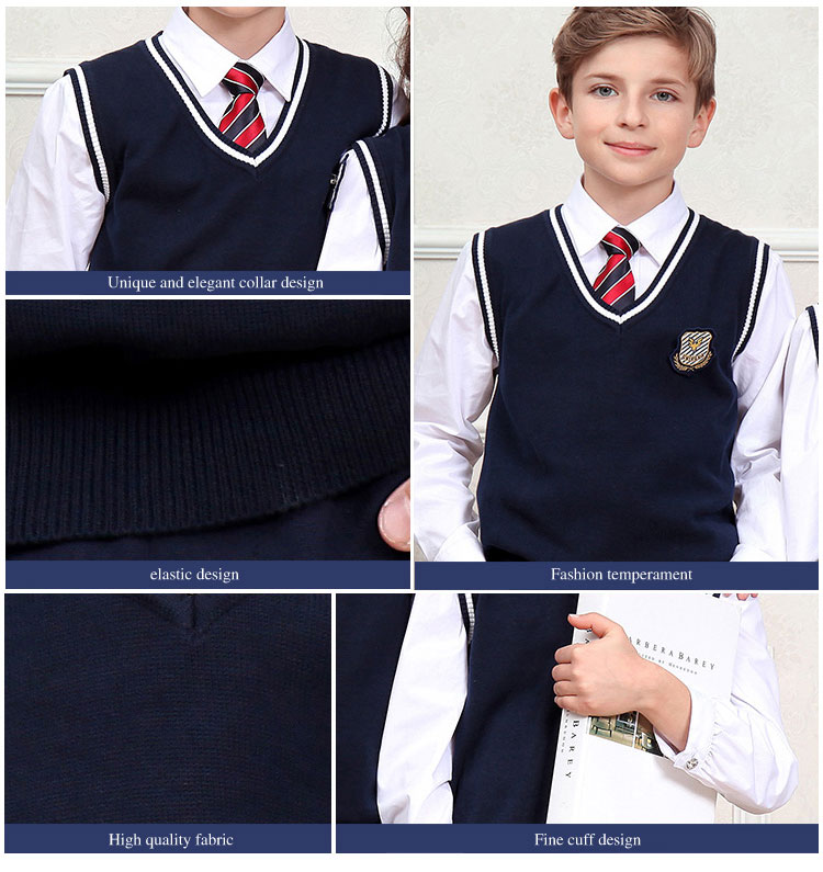 Venta al por mayor, combinación de colores, uniforme de escuela primaria para niñas y niños, camisas de uniforme escolar para niños