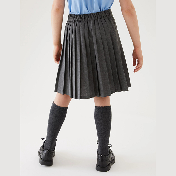 Uniformes de moda para niñas, faldas plisadas con cintura elástica gris tenue, uniformes escolares Pinafore