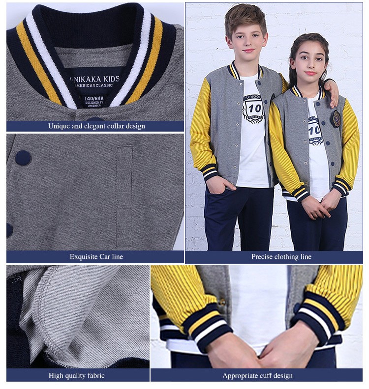 Cree la capa y los pantalones de un solo pecho de la manga larga del entrenamiento del deporte de los niños de la primavera para requisitos particulares