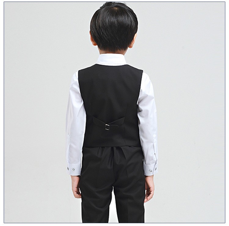 Diseño personalizado 3 piezas de moda de un solo pecho para niños traje de chaqueta negra con pajarita