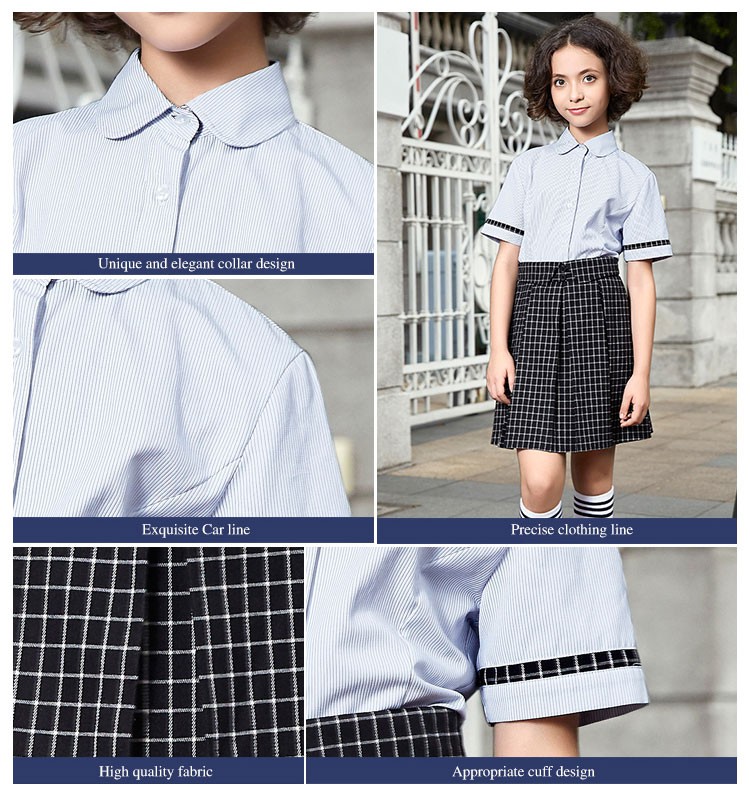 Camisa blanca de uniforme escolar de algodón primario de verano y otoño de estilo personalizado 