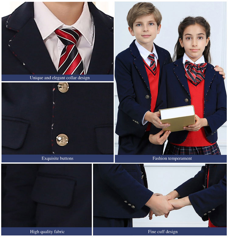 Top y pantalones de chaqueta de diseño de uniforme escolar para niños personalizados