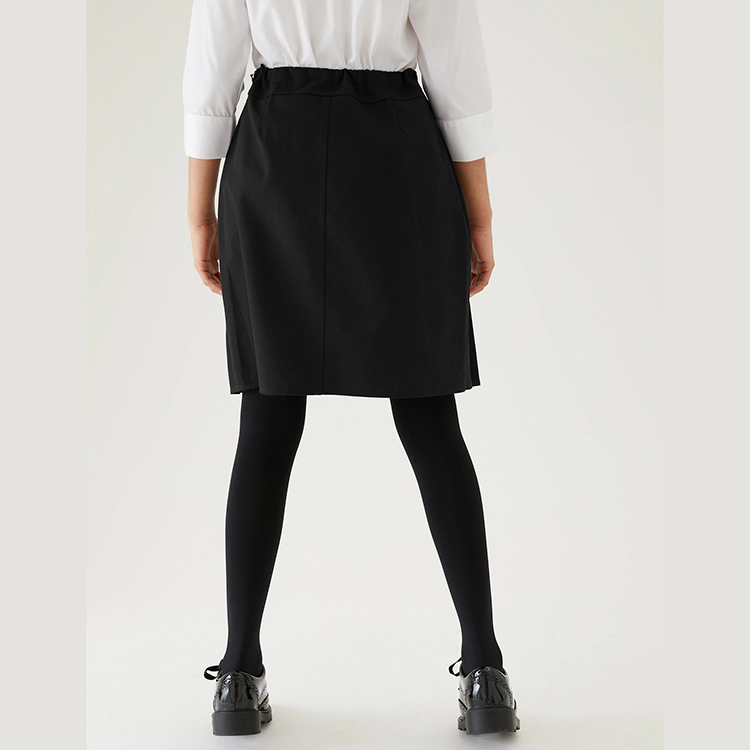Falda recta de uniforme de escuela secundaria para niñas con cintura elástica gris tenue personalizada
