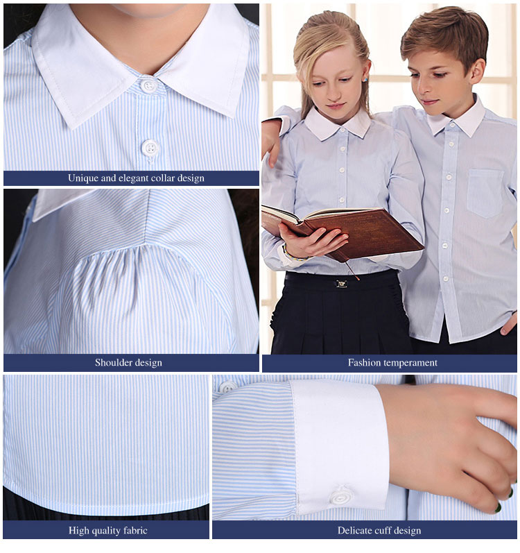 Los niños cómodos personalizados rechazan las camisas largas del uniforme escolar de la manga 100% algodón