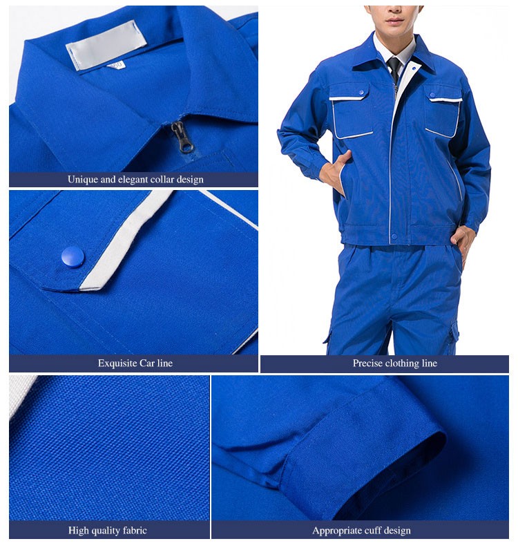 Ropa de trabajador de fábrica de productos alimenticios Conjunto de uniforme de trabajo de manga larga impermeable personalizado con bolsillo