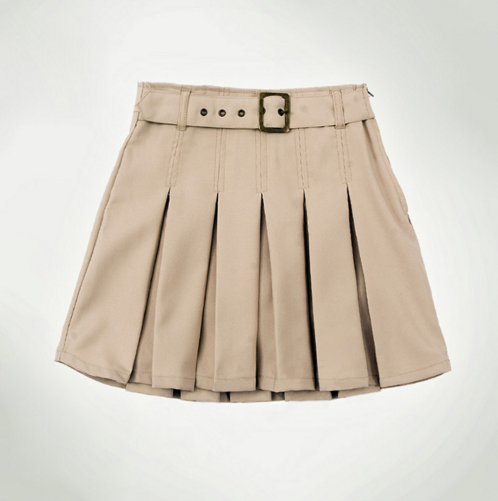Falda plisada de color caqui con diseño de uniforme escolar de chica de moda