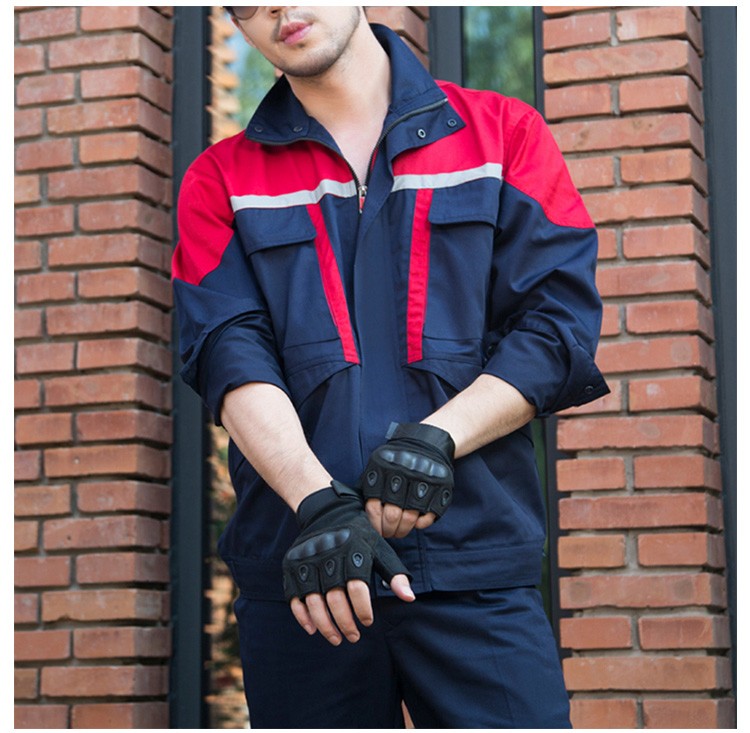 Uniforme de trabajo de electricista de manga larga con cremallera de combinación de colores personalizados con bolsillo