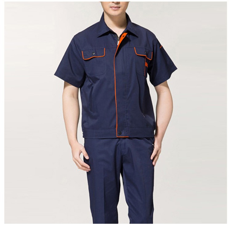 Traje de uniforme útil con cremallera de trabajador de manga corta personalizado con bolsillo