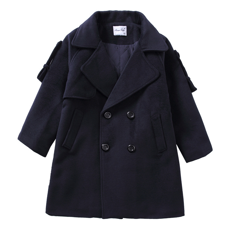 Abrigo de invierno de estilo británico con doble botonadura para niños, diseños de uniformes escolares para la escuela primaria