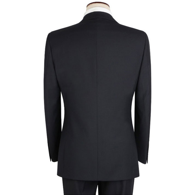 Traje gris oscuro cruzado con cuello en V para hombre de negocios formal de diseño personalizado