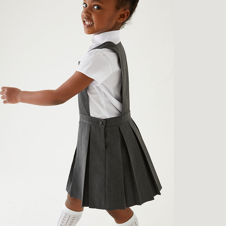 Falda de jersey plisada para niñas, Color gris sólido personalizado, 2 piezas, falda de uniforme escolar para niños