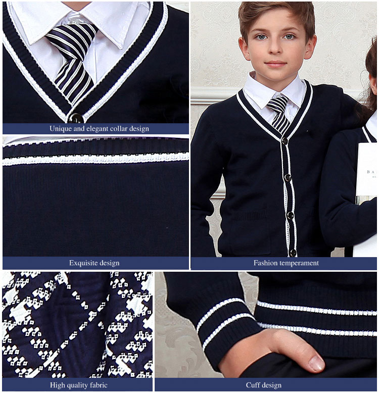 Uniforme de estudiante unisex personalizado al por mayor Uniforme de suéter escolar negro de invierno