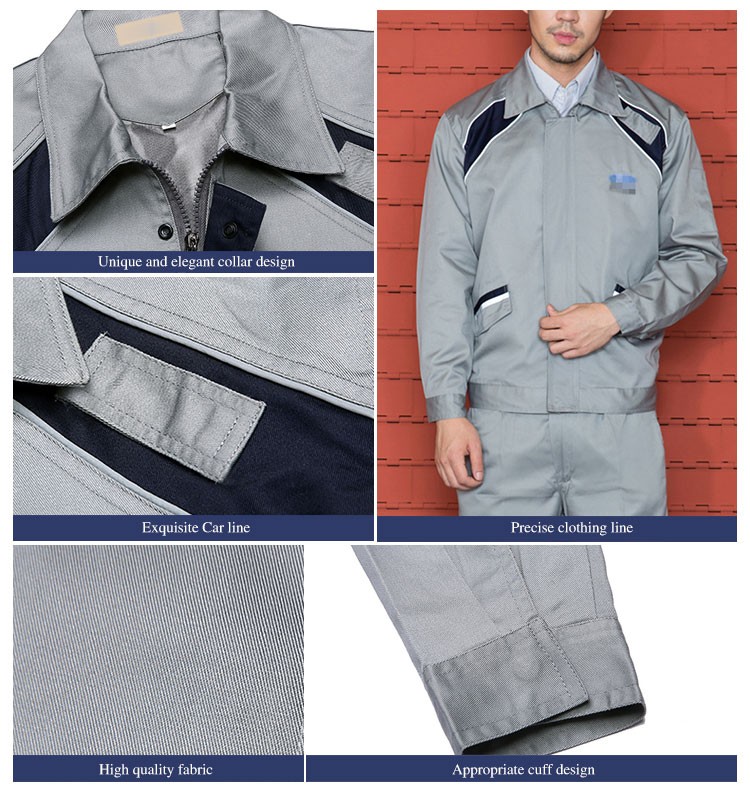 Escudo y pantalones de uniforme de trabajador con cremallera de manga larga de fábrica de planta de energía eléctrica de diseño personalizado