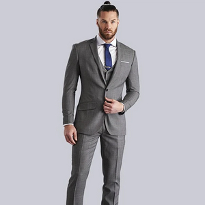 Trajes grises oscuros con cuello en V de un solo pecho para fiesta de ocasión Formal de diseño personalizado para hombres