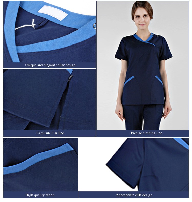 Diseños de moda Uniforme de enfermera Médico Scrub top y pantalones