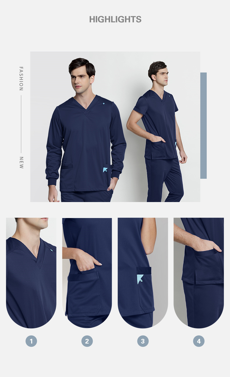 Uniforme médico unisex para enfermera, ropa de trabajo personalizada con cuello en V, ropa de trabajo