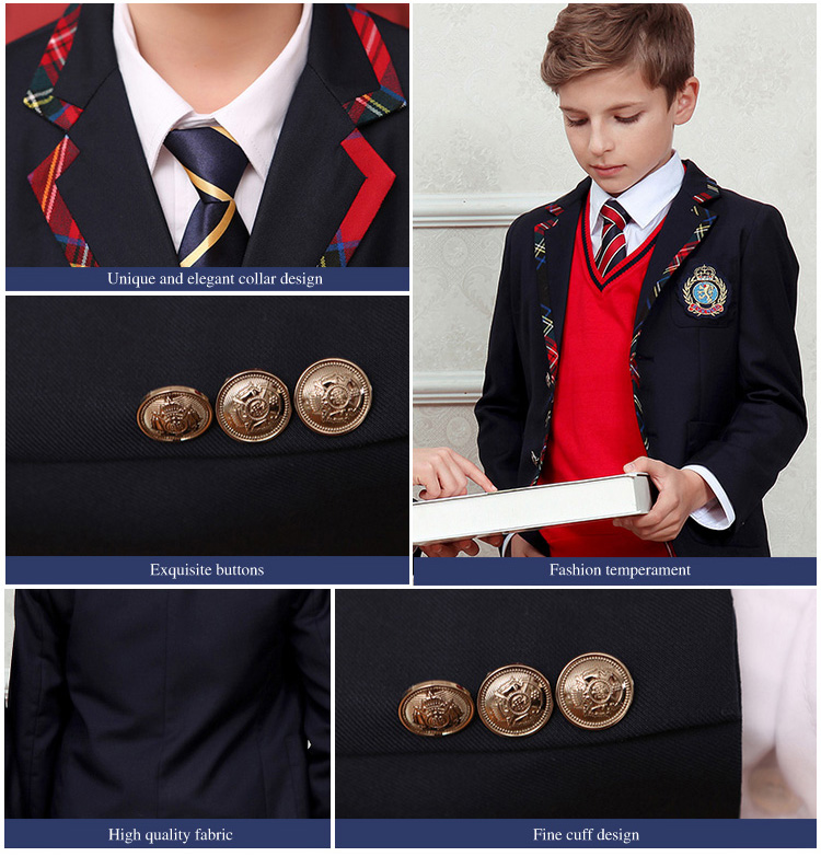 Top y pantalones internacionales personalizados de la chaqueta del diseño del uniforme de escuela primaria de los niños
