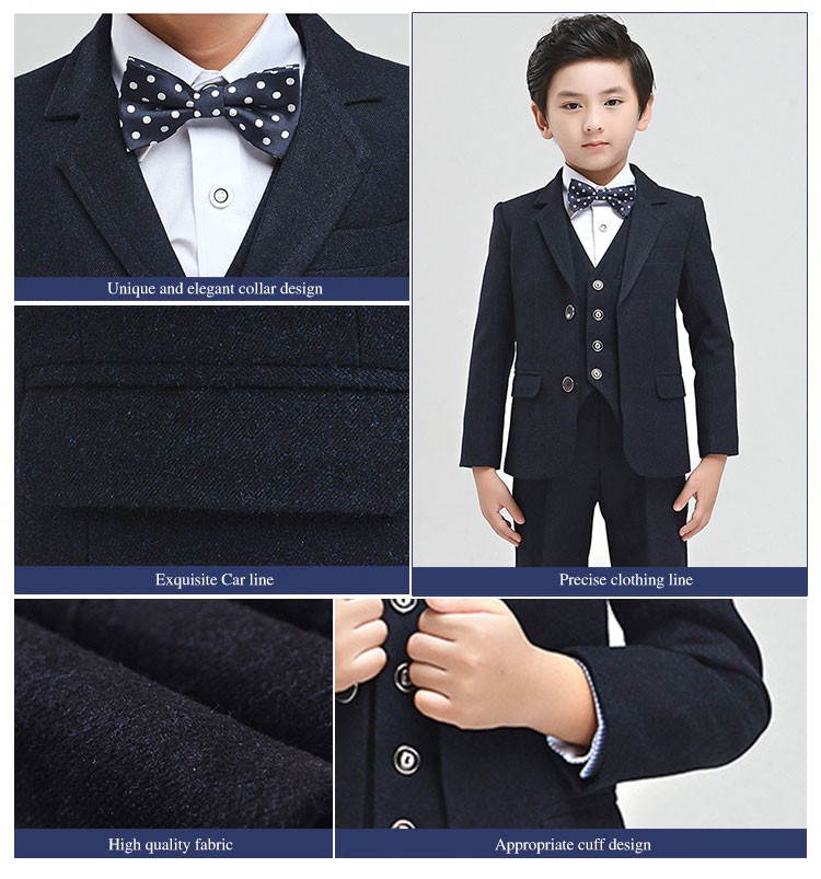 Diseño personalizado Ocasiones formales Little Boys Black Single Breasted Blazer Set