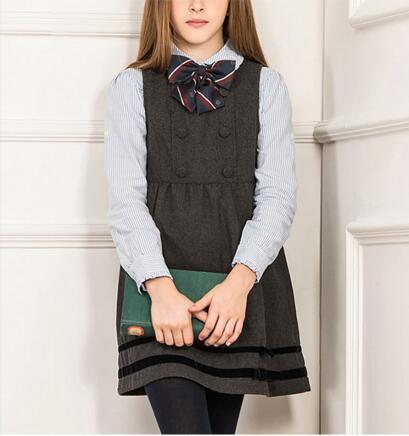 Falda de puente para niñas a la moda, diseños de uniformes de escuela primaria, uniformes escolares, vestido con pajarita