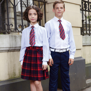 MOQ bajo 100% Algodón Camisa blanca de uniforme escolar para niña y niño