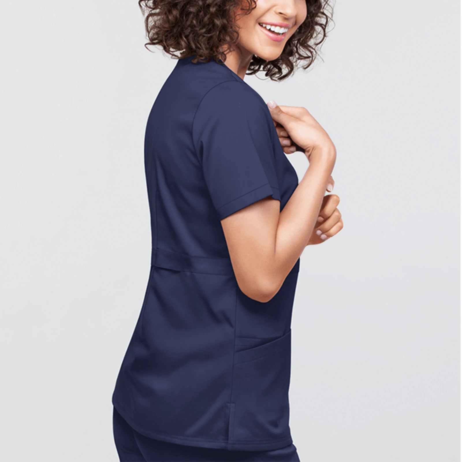 Diseño personalizado, cómodo, cómodo, manga corta, cuello en V, hospital, uniforme de enfermera