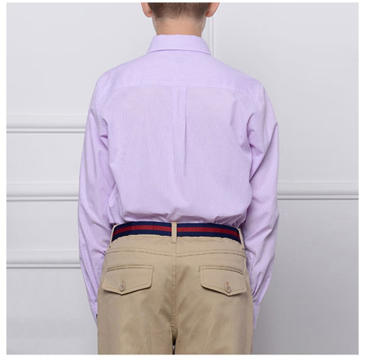 Camisa de manga larga con cuello vuelto para niños de color sólido 100% algodón de diseño personalizado
