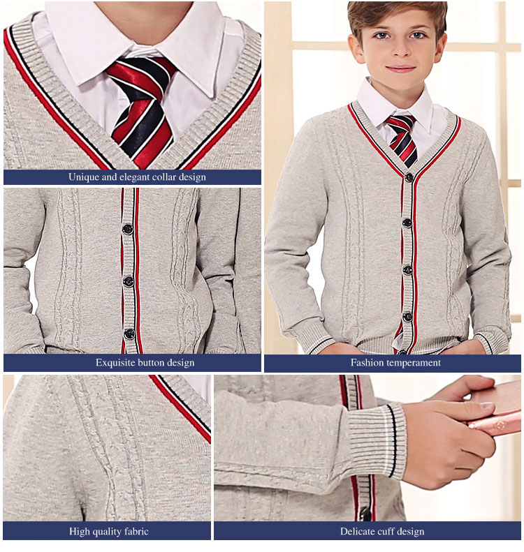Uniformes escolares de diseño personalizado Uniformes de suéter de rebeca de colores al por mayor
