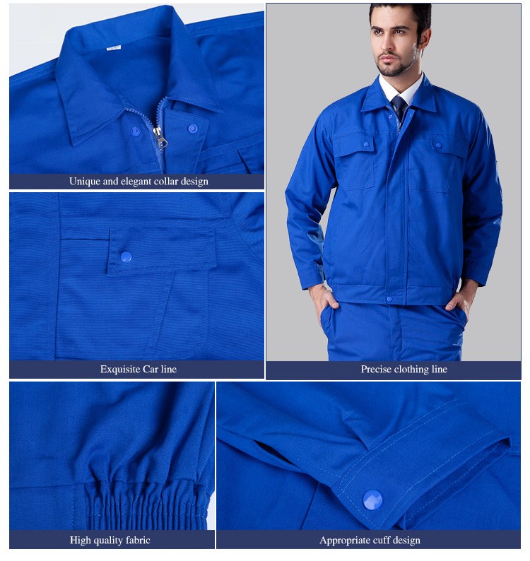Cree la capa y los pantalones largos del uniforme del frente de la cremallera de la manga del trabajador de mantenimiento del OEM para requisitos particulares