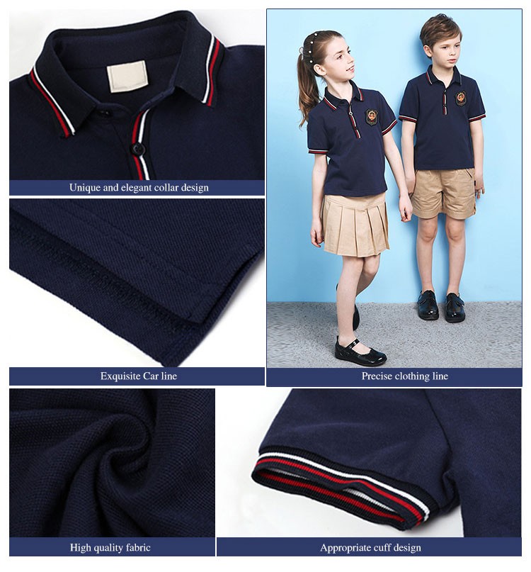 Verano azul marino manga corta niños ropa polos escuela ropa deportiva uniformes