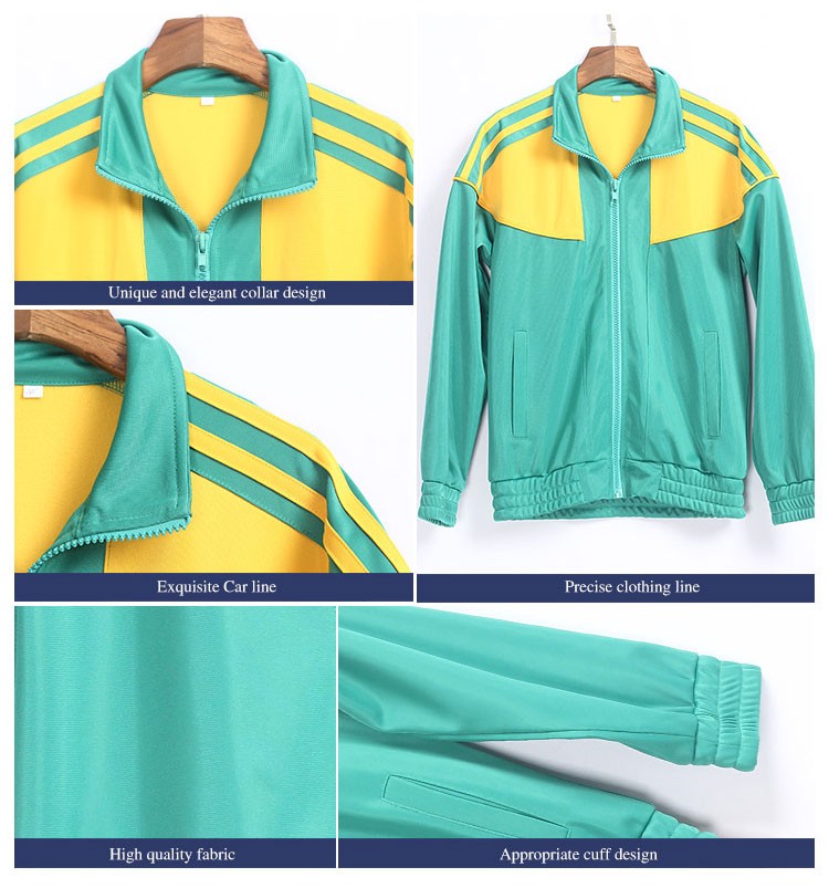 Traje de uniforme de manga larga escolar unisex con combinación de colores asiáticos cómodos con bolsillo 