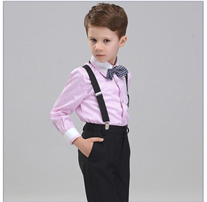 Camisa y pantalones de manga larga a rayas de color sólido formal para niños pequeños de 3 piezas de diseño personalizado