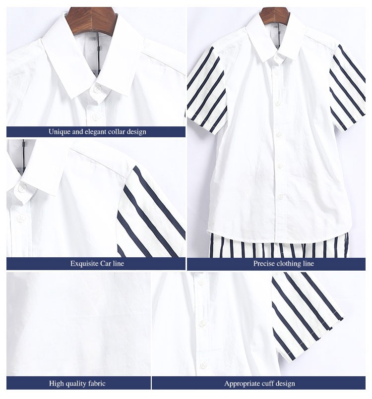 Diseño de moda Niñas Escuela Ropa diaria Vestidos de rayas de manga corta