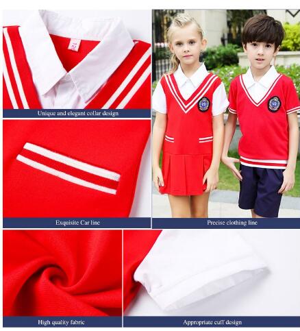 El uniforme escolar de la guardería del verano del servicio del OEM diseña los trajes de las camisas de manga corta de los niños
