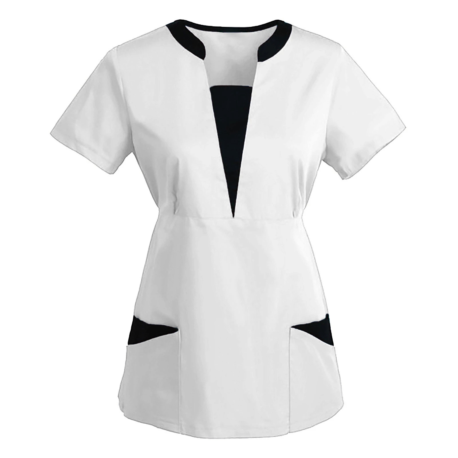 Uniforme blanco de enfermera de moda para mujer hecho a medida diseños uniforme de ropa de enfermera con cuello en V