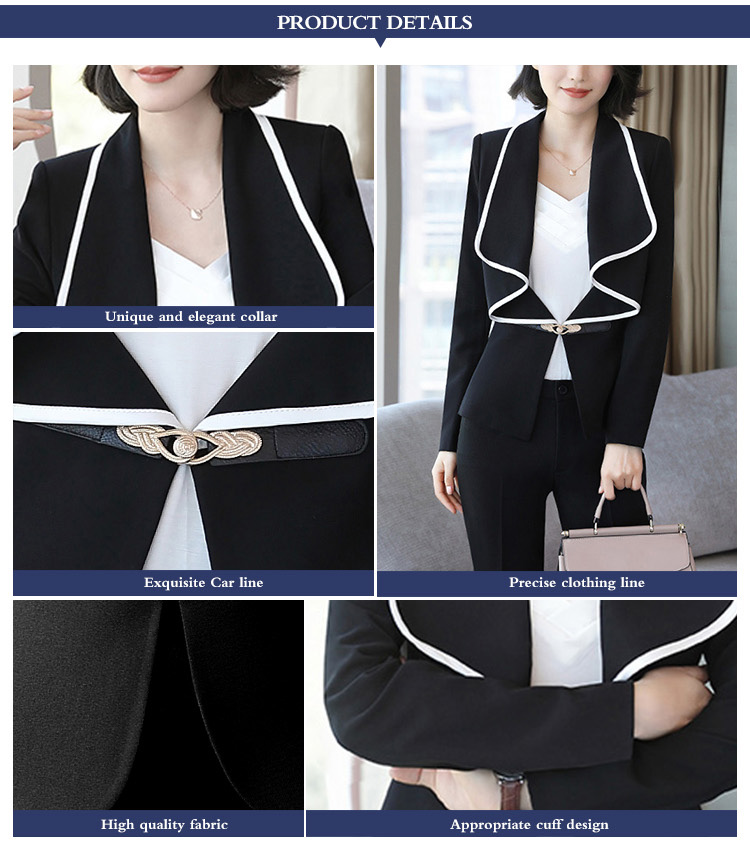 Conjunto de chaqueta de un solo botón de manga larga para mujer elegante con diseño de cuello único