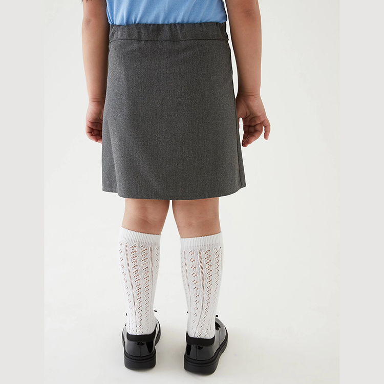 Falda plisada recta para niñas de diseño personalizado, uniforme de estudiante de escuela primaria para jardín de infantes, falda gris con cintura elástica