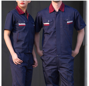 Camisa de uniforme de trabajo de verano de manga corta con cremallera de fábrica