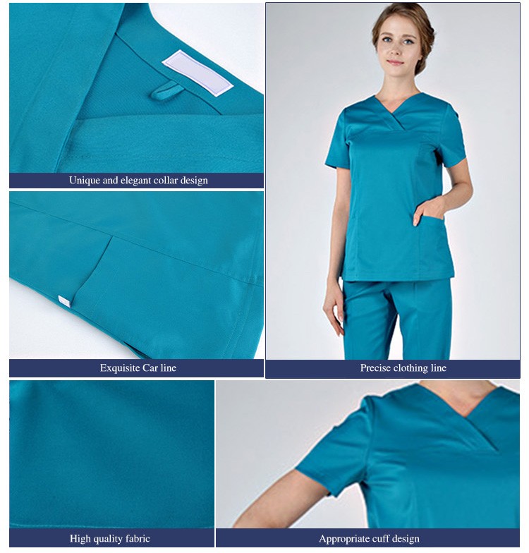 Uniformes de manga corta de nuevo diseño, batas médicas, uniforme de enfermera del personal del Hospital de enfermera