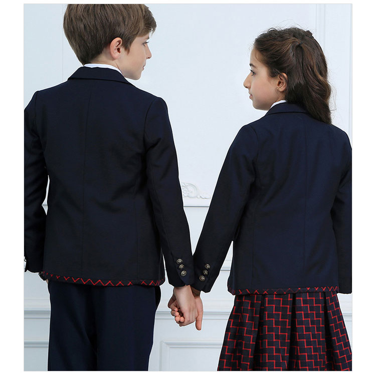 Conjunto de camisa de uniforme escolar negro de primavera cómodo personalizado para escuela primaria y secundaria
