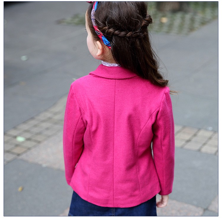Blazer rosa oscuro de manga larga con diseño personalizado para niñas pequeñas de invierno
